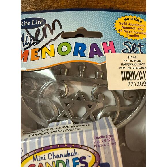 Menorah Set (Includes Solid Aluminum Menorah & 44 Chanukah Candles, NEW - Picture 2 of 7